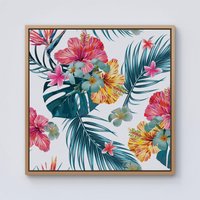 Warren Reed - Designer Spring Summer Flowers Framed Canvas in Light Brown | Size: W30" x H30"