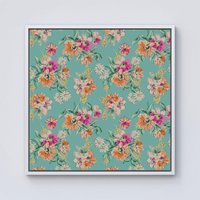 Warren Reed - Designer Bright Flower Sketch Framed Canvas in Off-White | Size: W16" x H16"
