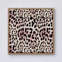 Warren Reed - Designer Leopard Hide Framed Canvas in Light Brown | Size: w10 inch x h10 inch