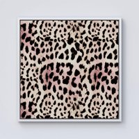 Warren Reed - Designer Leopard Hide Framed Canvas in Off-White | Size: W30" x H30"