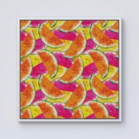 Warren Reed - Designer Watermelon Design Framed Canvas in Off-White | Size: W30" x H30"