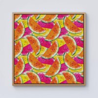 Warren Reed - Designer Watermelon Design Framed Canvas in Light Brown | Size: W30" x H30"