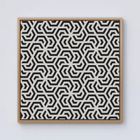 Warren Reed - Designer Hexagonal Geometric Pattern Framed Canvas in Light Brown | Size: w40 inch x h40 inch