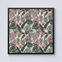 Warren Reed - Designer Dark Tropical Green Leaves Framed Canvas in Black | Size: w10 inch x h10 inch
