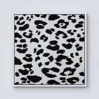 Warren Reed - Designer Black Leopard Print Framed Canvas in Off-White | Size: W30" x H30"