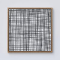 Warren Reed - Designer Monochrome Pencil Scribble Framed Canvas in Light Brown | Size: w10 inch x h10 inch