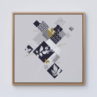 Warren Reed - Designer Abstract Botanical Framed Canvas in Light Brown | Size: w10 inch x h10 inch