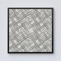 Warren Reed - Designer Monochrome Distressted Pattern Framed Canvas in Black | Size: w40 inch x h40 inch