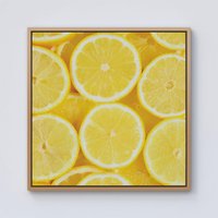 Warren Reed - Designer Vibrant Lemons Framed Canvas in Light Brown | Size: W30" x H30"