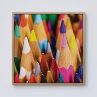 Warren Reed - Designer Colouring Pencils Framed Canvas in Light Brown | Size: W30" x H30"