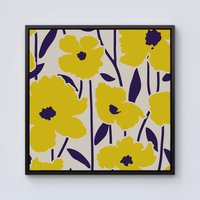 Warren Reed - Designer Vintage Tropical Flowers Framed Canvas in Black | Size: W30" x H30"