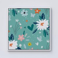 Warren Reed - Designer Garden Summer Flowers Framed Canvas in Off-White | Size: W30" x H30"