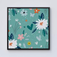 Warren Reed - Designer Garden Summer Flowers Framed Canvas in Black | Size: W30" x H30"