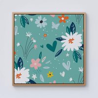 Warren Reed - Designer Garden Summer Flowers Framed Canvas in Light Brown | Size: W30" x H30"