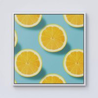 Warren Reed - Designer Fresh Lemons Framed Canvas in Off-White | Size: W16" x H16"