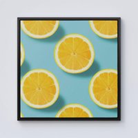 Warren Reed - Designer Fresh Lemons Framed Canvas in Black | Size: W16" x H16"