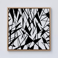 Warren Reed - Designer Brush Abstract Pattern Framed Canvas in Light Brown | Size: W16" x H16"