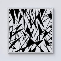 Warren Reed - Designer Brush Abstract Pattern Framed Canvas in Off-White | Size: W30" x H30"