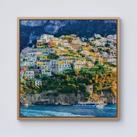 Warren Reed - Designer Positano, Amalfi Coast Framed Canvas in Light Brown | Size: w10 inch x h10 inch