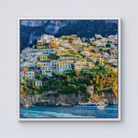 Warren Reed - Designer Positano, Amalfi Coast Framed Canvas in Off-White | Size: W16" x H16"