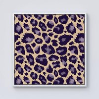 Warren Reed - Designer Leopard Print Framed Canvas in Off-White | Size: w10 inch x h10 inch