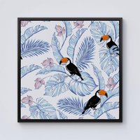 Warren Reed - Designer Tropical Toucan Framed Canvas in Black | Size: W16" x H16"