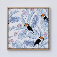 Warren Reed - Designer Tropical Toucan Framed Canvas in Light Brown | Size: W30" x H30"