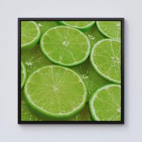 Warren Reed - Designer Fresh Limes Framed Canvas in Black | Size: w40 inch x h40 inch
