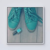 Warren Reed - Designer Lipstick Shoes Framed Canvas in Off-White | Size: w10 inch x h10 inch