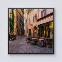 Warren Reed - Designer Cozy Rome Street Framed Canvas in Black | Size: W16" x H16"