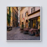 Warren Reed - Designer Cozy Rome Street Framed Canvas in Off-White | Size: W30" x H30"
