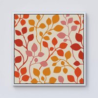 Warren Reed - Designer Colorful Autumn Leaves Framed Canvas in Off-White | Size: w40 inch x h40 inch
