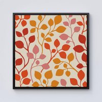 Warren Reed - Designer Colorful Autumn Leaves Framed Canvas in Black | Size: w40 inch x h40 inch