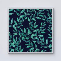 Warren Reed - Designer Delicate Green Foliage Framed Canvas in Off-White | Size: w40 inch x h40 inch
