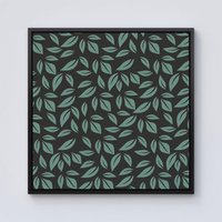 Warren Reed - Designer Delicate Leaf Framed Canvas in Black | Size: W30" x H30"