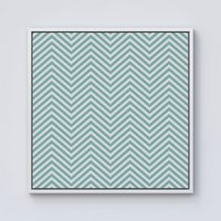 Warren Reed - Designer Geometric Chevron Pattern Framed Canvas in Off-White | Size: W16" x H16"