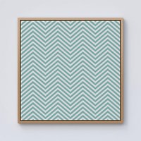 Warren Reed - Designer Geometric Chevron Pattern Framed Canvas in Light Brown | Size: w40 inch x h40 inch