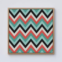 Warren Reed - Designer Geometric Colored Chevron Pattern Framed Canvas in Light Brown | Size: W16" x H16"