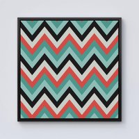 Warren Reed - Designer Geometric Colored Chevron Pattern Framed Canvas in Black | Size: W30" x H30"