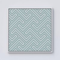 Warren Reed - Designer Geometric Modern Ornment Framed Canvas in Off-White | Size: W30" x H30"