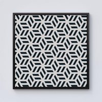 Warren Reed - Designer Geometric Monochrome Hexagonal Pattern Framed Canvas in Black | Size: w10 inch x h10 inch