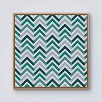 Warren Reed - Designer Geometric Retro Vintage Colored Chevron Pattern Framed Canvas in Light Brown | Size: W30" x H30"