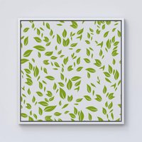 Warren Reed - Designer Green Leaves Framed Canvas in Off-White | Size: w10 inch x h10 inch