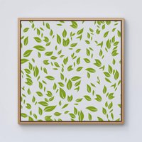 Warren Reed - Designer Green Leaves Framed Canvas in Light Brown | Size: w10 inch x h10 inch