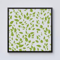 Warren Reed - Designer Green Leaves Framed Canvas in Black | Size: W30" x H30"