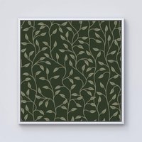 Warren Reed - Designer Green Shrub With Leaves Framed Canvas in Off-White | Size: W30" x H30"