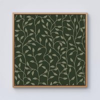 Warren Reed - Designer Green Shrub With Leaves Framed Canvas in Light Brown | Size: W30" x H30"