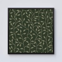 Warren Reed - Designer Green Shrub With Leaves Framed Canvas in Black | Size: w40 inch x h40 inch