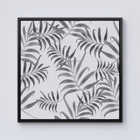 Warren Reed - Designer Hawaiian Style Palm Leaves Framed Canvas in Black | Size: w10 inch x h10 inch