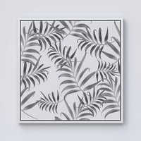 Warren Reed - Designer Hawaiian Style Palm Leaves Framed Canvas in Off-White | Size: W30" x H30"